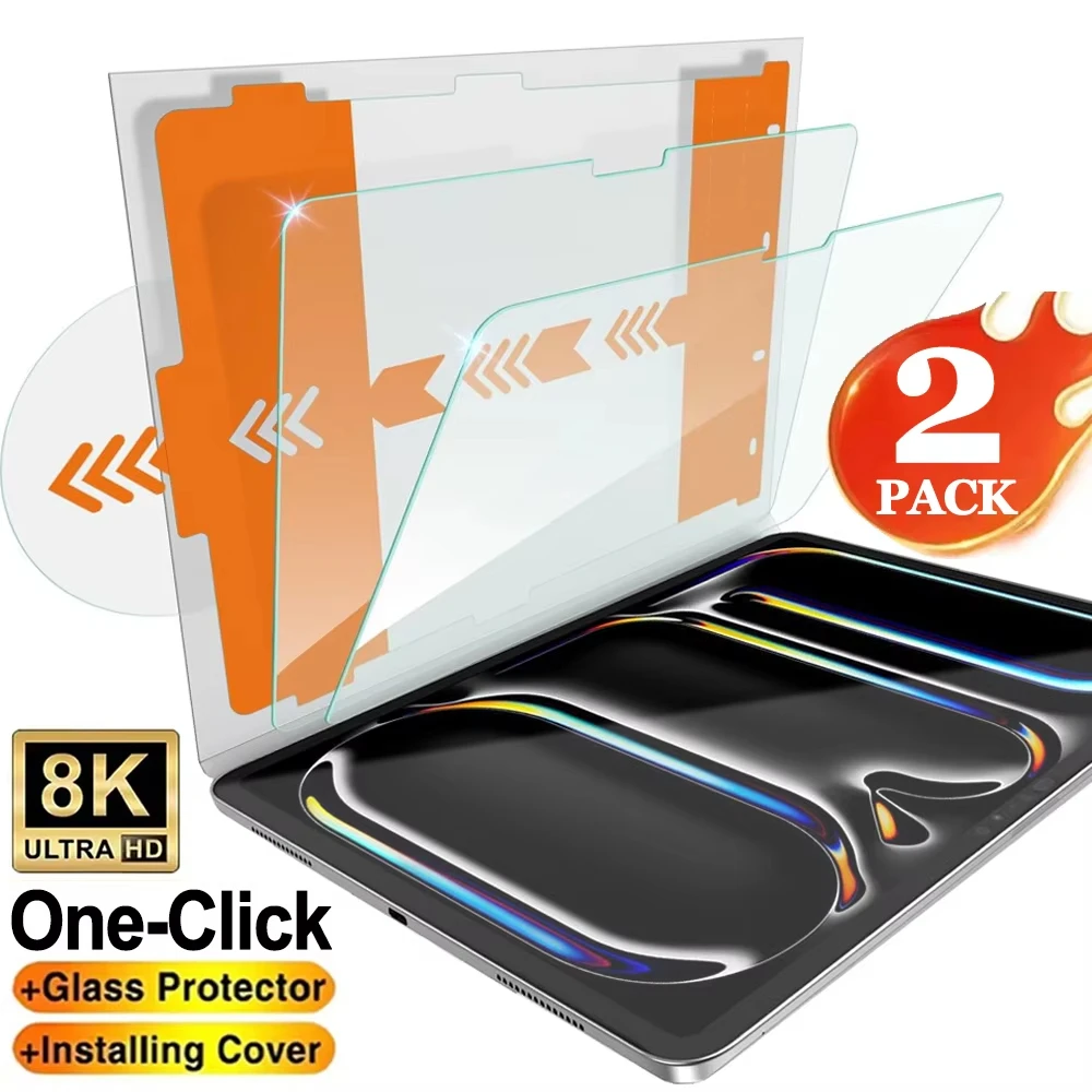 2 pcs DesignHD Tempered Glass Screen Protector for iPad Pro 13 12.9 M4 Air 11 M3 M2 5 4 Mini 6 7 9 9th 10 10th Anti-Fingerprint