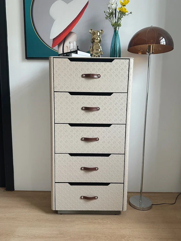 A Saddle leather printed chest of drawers living room simple rock slab chest of drawers storage cabinet