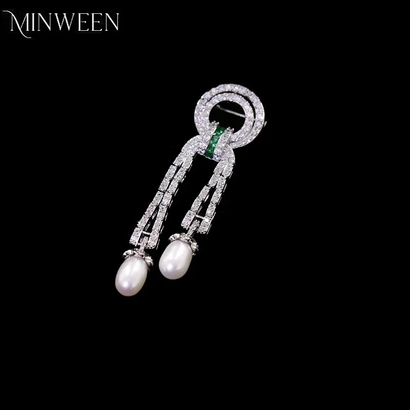 MINWEEN Elegant Luxury Bow Natural Pearl Brooches Pins For Women With Party Office Pin Accessories Jewelry Gift