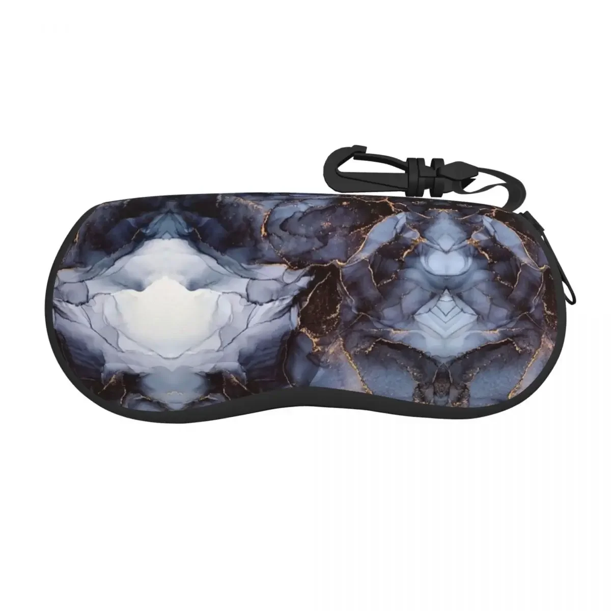 

Luxurious Black And Grey Agate Stone With Gold Texture Eyeglass Glasses Case Women Men Soft Sunglasses Protective Box