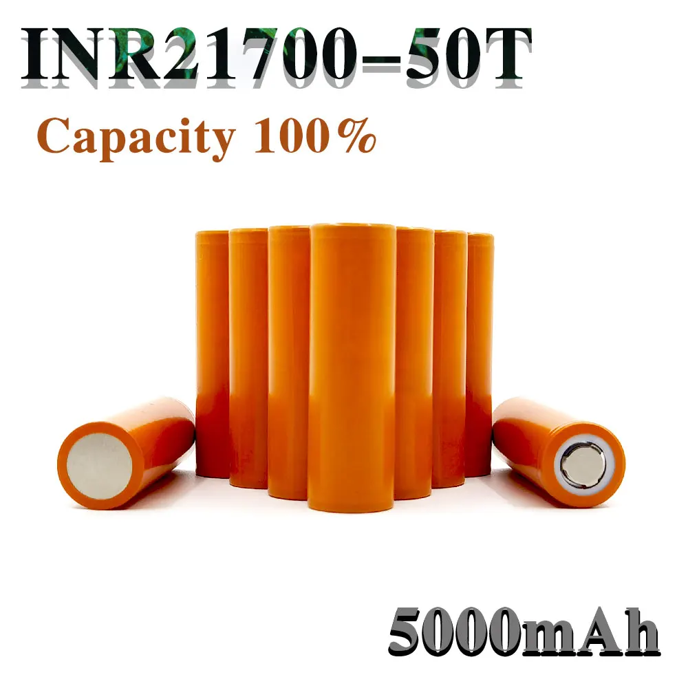 5000mAh INR21700-50T Original Battery 21700 3.7V 5.0Ah 30A High Discharge Super Large Capacity for Power Tools Flashlights Etc.