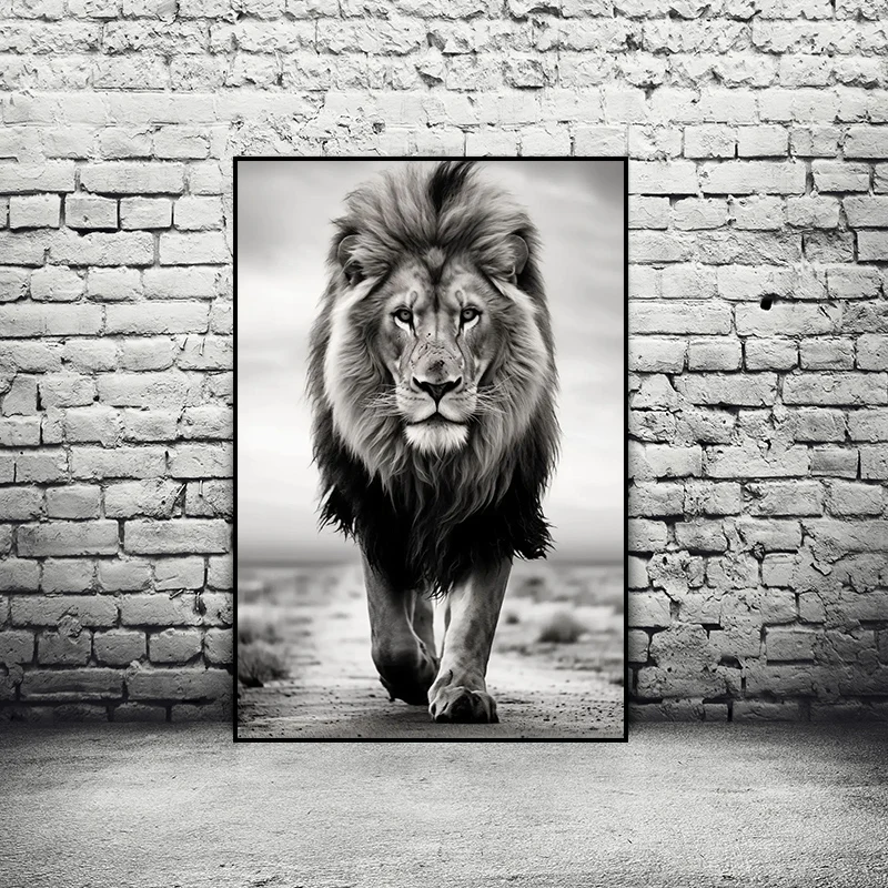 Black and White Lion Elephant Gorilla Canvas Paintings on The Wall Art Posters and Prints Animals Pictures For Living Room Decor