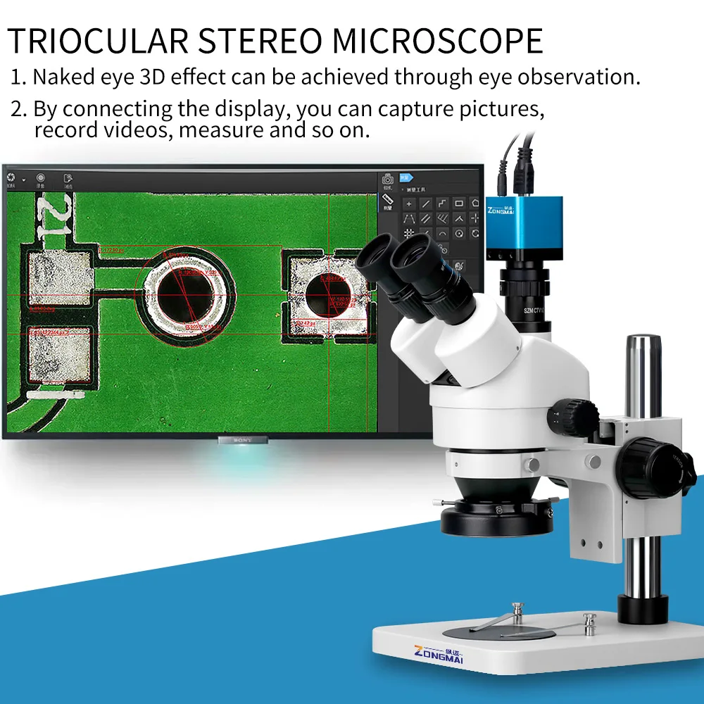 Trójokularowy mikroskop Stereo kamera HDMI okularów 7X-90X bez efektu 3D konfokalny ekran naprawa telefonu naprawa PCB lutowania telefonu IC CPU