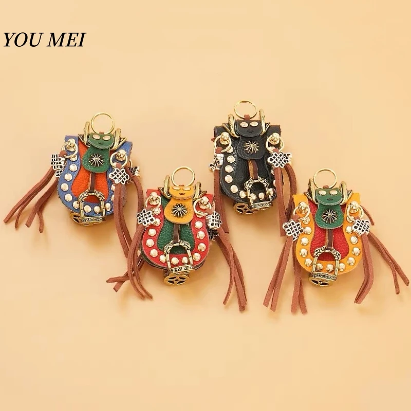 Mongolia-Style Auspicious Horse Saddle Symbols Pendant,Car Center Console Ornament Souvenir Amulet Trinket Creative Gift