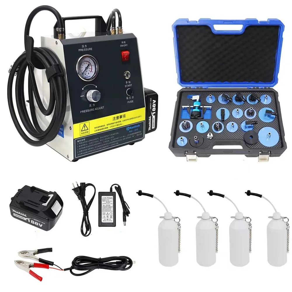 

Electric Pulse Brake Bleeder Machine Kit with 220V 12V DC Dual Purpose Clutch Bleeding Unit Master Cylinder Adapter Kit