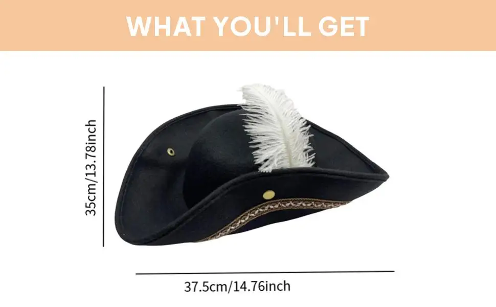 

Pirate Hat Tricorn Hat for Cosplay Halloween Pirate Theme Party