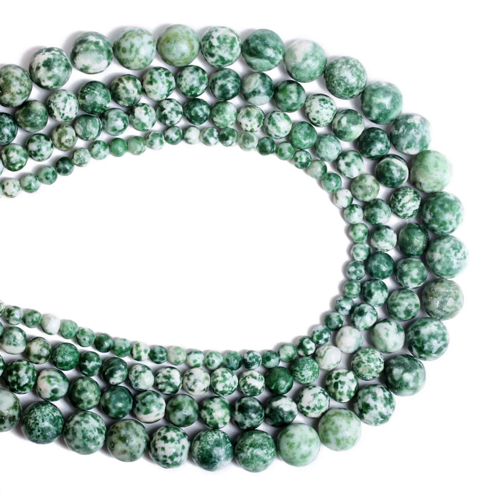 Green Dot Stone Natural Stone Loose Beads Round Beads 4/6/8/10mm Wholesale DIY Handmade Jewelry Accessories