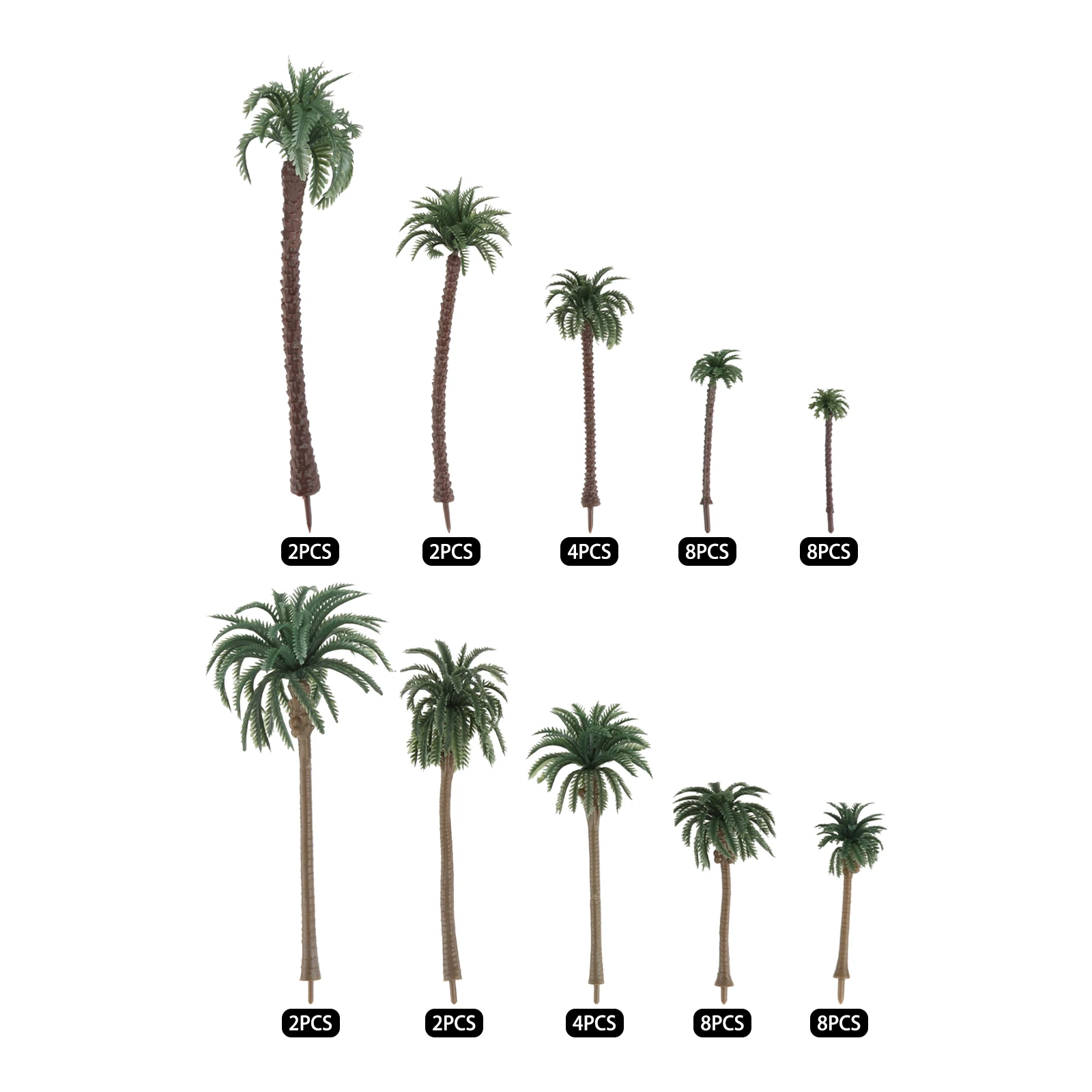 48pcs/set Coconut Tree Model Mixed Size 5.5-19cm Palm Trees Mini Landscape DIY Diorama Rainforest Layout Train Building Scenery