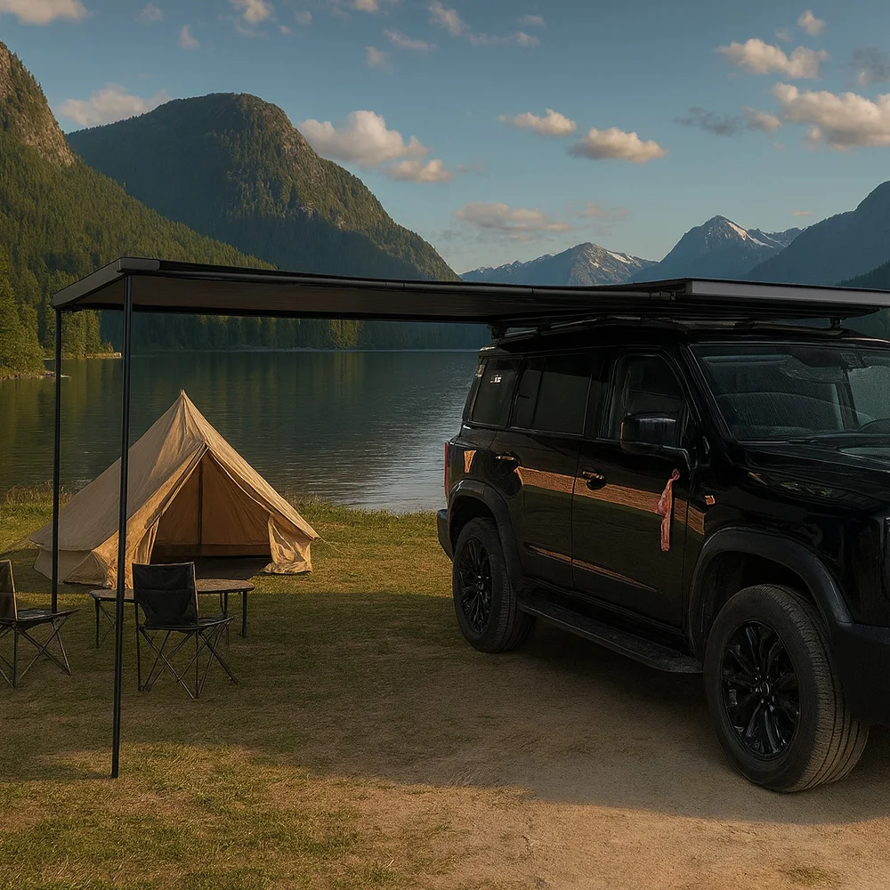 Offroad Roof Cargo Platform, Aluminum Tent Rack Luggage Carrier for Van Jeep Truck and SUV, Heavy Duty Overland Holder, Black