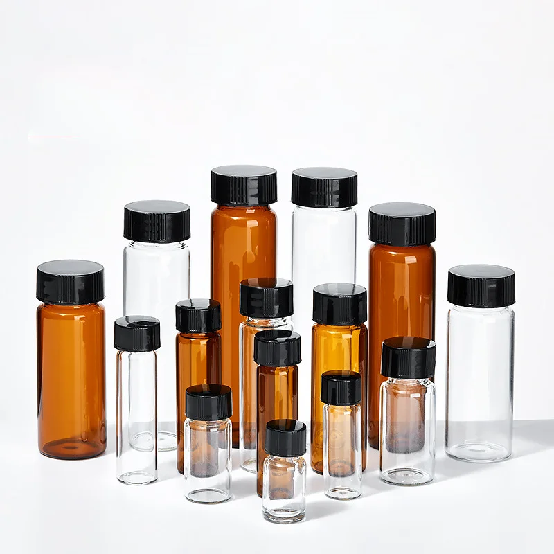 Glass reagent bottle, transparent brown screw-top chemical sample bottle, serum bottle, chromatography bottle5 8 10 15 20 60ml