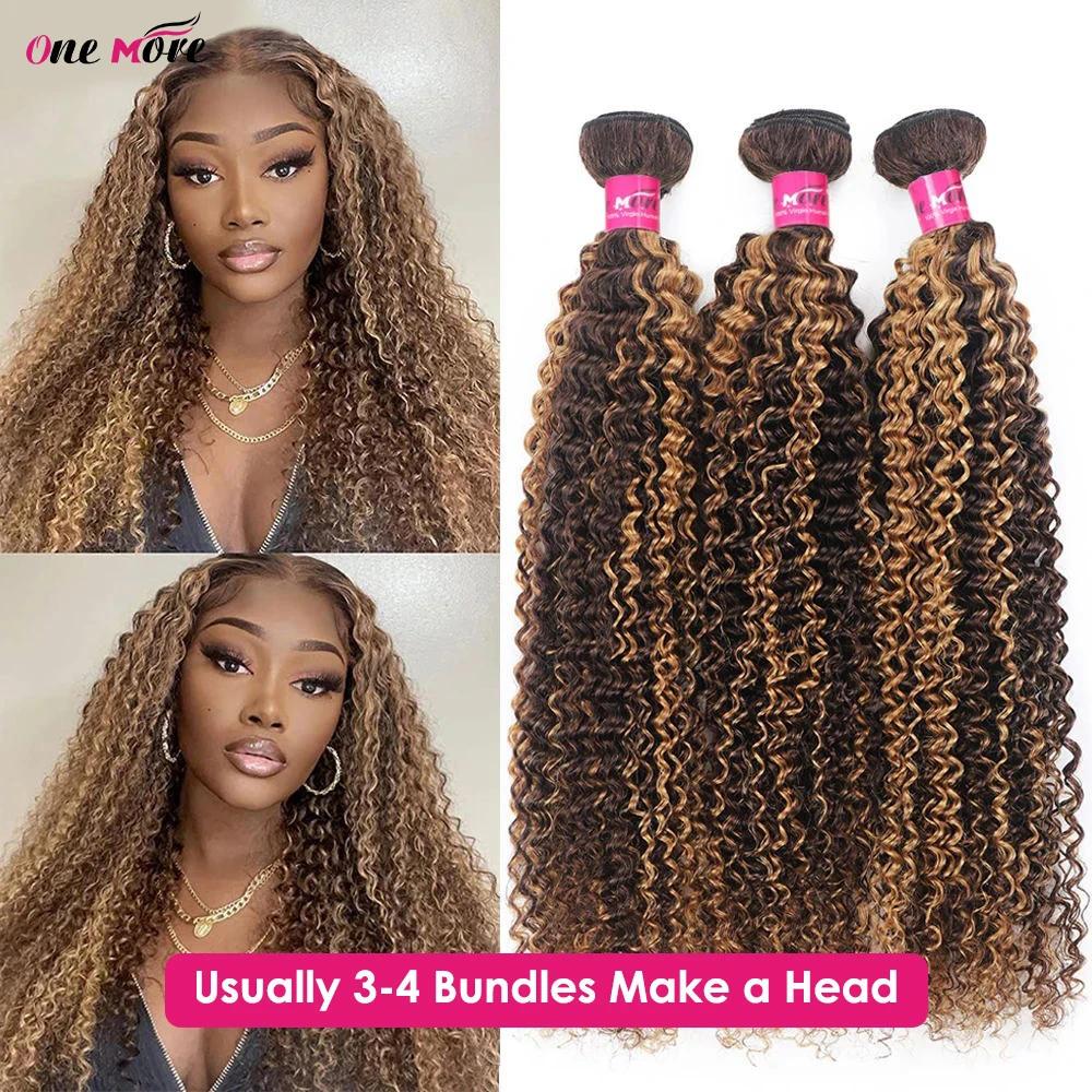 P4/27 Highlight Bundles 30 inch Kinky Curly Bundles Honey Blonde Colored Human Hair Weave Bundles Brazilian Curly Hair Bundles