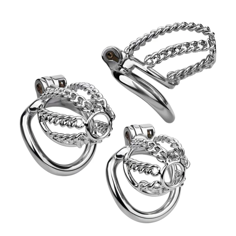 Male Hollow Cock Cage Metal Chastity Device with Smooth Snap Ring Urethra Lock for Men BDSM Secure Penis Bondage Sex Toys