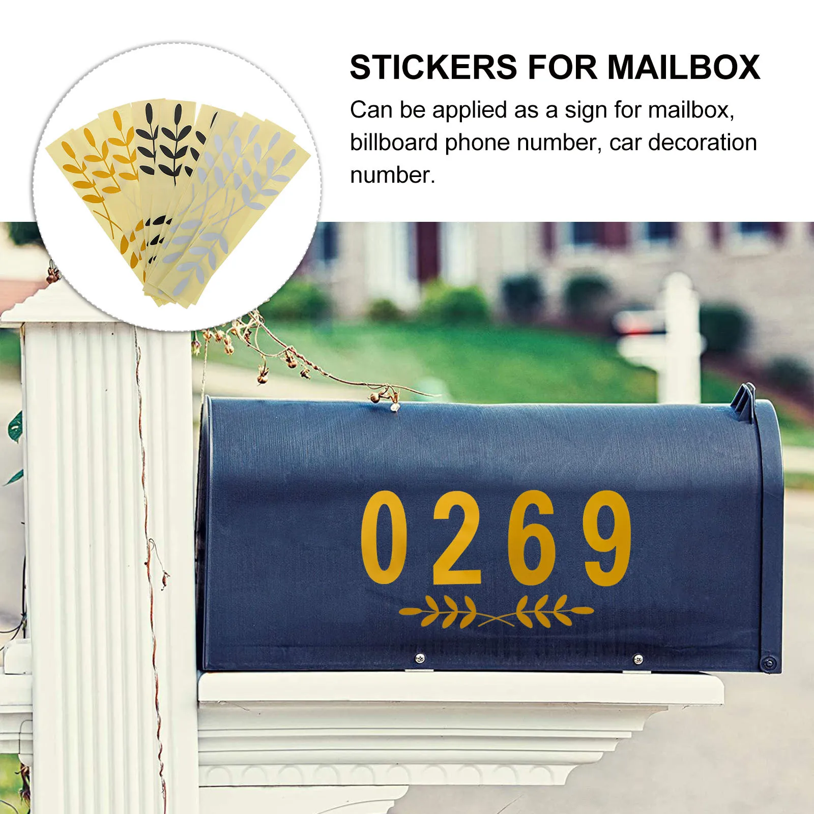 

15Pcs Mailbox Reflective Stickers Leaves Pattern Waterproof Adhesive Decals Address Label for Car Door Home Outdoor