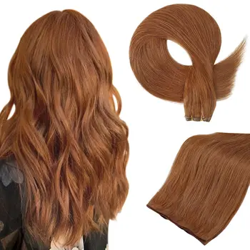 Extensiones de Cabello totalmente brillante para mujer, mechones de cabello humano sedoso Remy Genius, trama de cabello humano Invisible