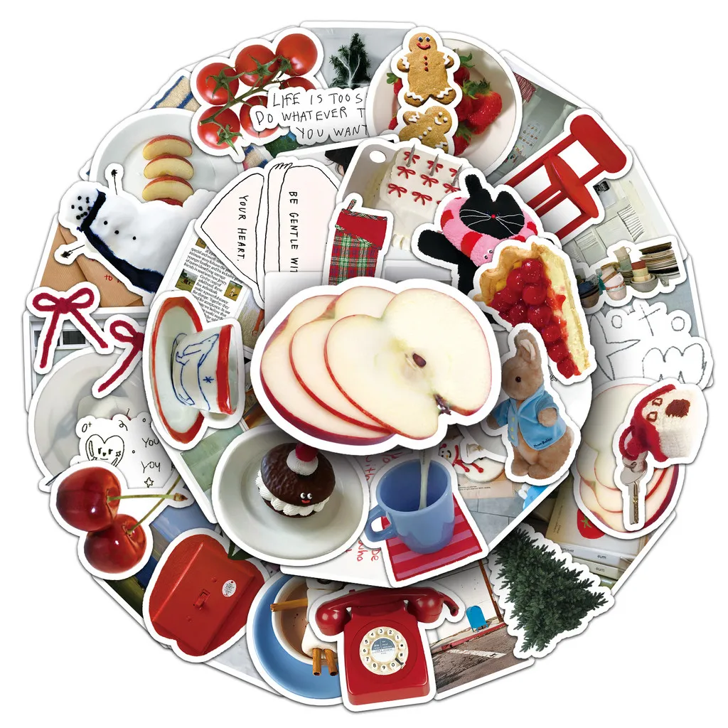 50 قطعة من ملصقات INS الكورية الكريمية - ديكور باستيل جمالي للكمبيوتر المحمول/Guka - مقاوم للماء وصديق للاستخدام بنفسك #2