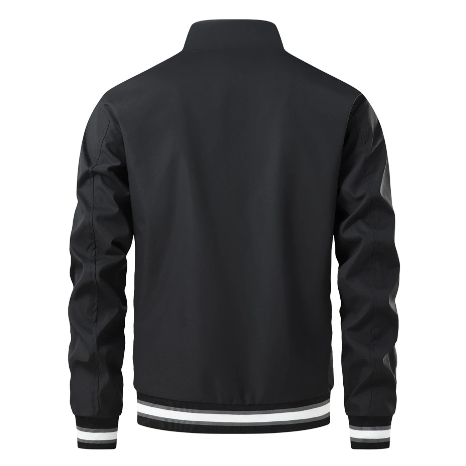 Varsity Jacket Men Spring Autumn Jacket Coat Male Fashion Casual Stand Collar Jackets Coats Solid Color