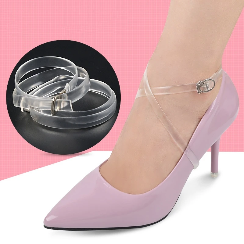 

1 Pair 60CM Women High Heeled Flat shoe Safety Clips Invisible Transparent Shoelace Belt