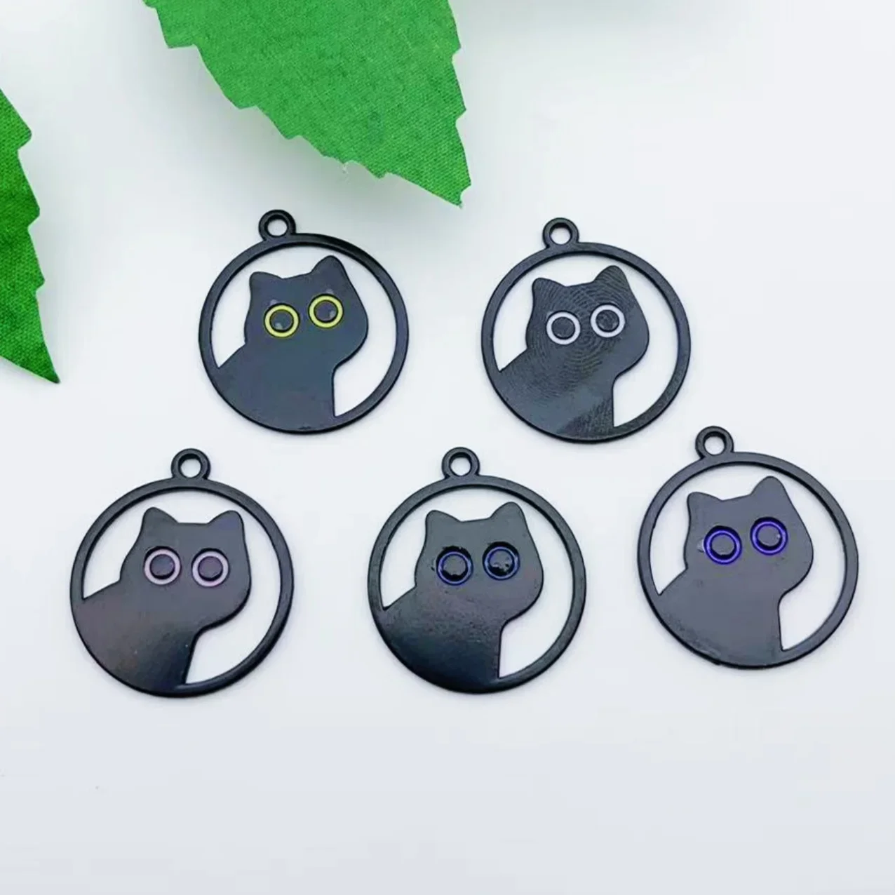 10 pieces of cartoon black cat charm pendant necklace bracelet production DIY jewelry accessories wholesale