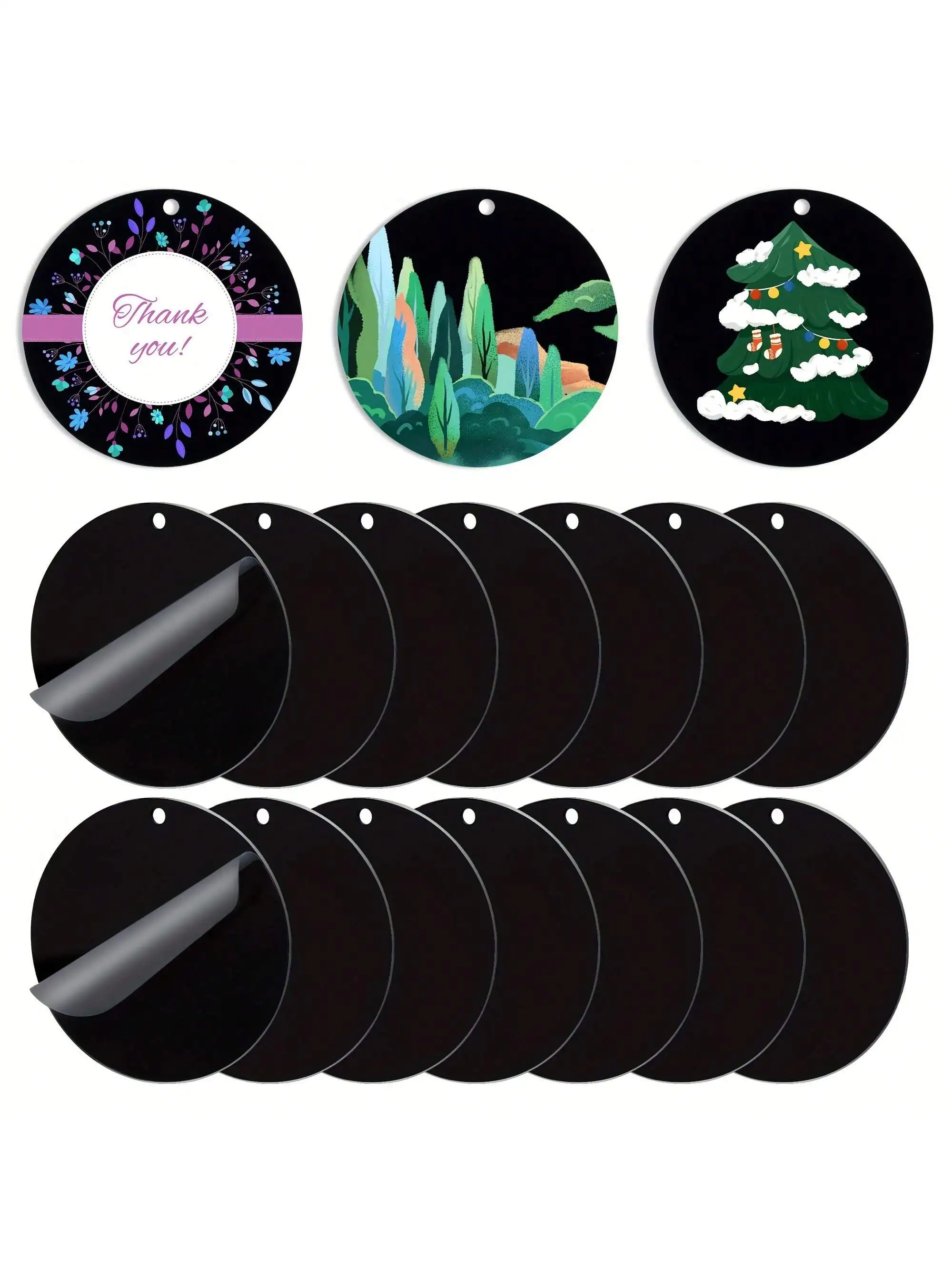 

30pcs/60pcs Black Acrylic Blank Circles, Unfinished Round Keychain Decoration Blanks for Vinyl Painting with DIY Keychain Access