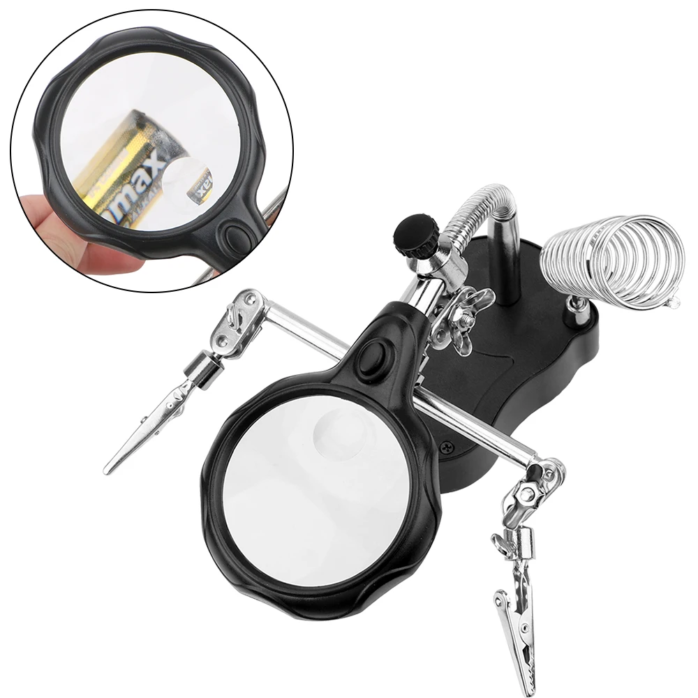 Auxiliary Tool Welding Equipment Desktop Soldering Holder Third Hand Helping Repair Tool Magnifier LED Lighting Soldering Stand