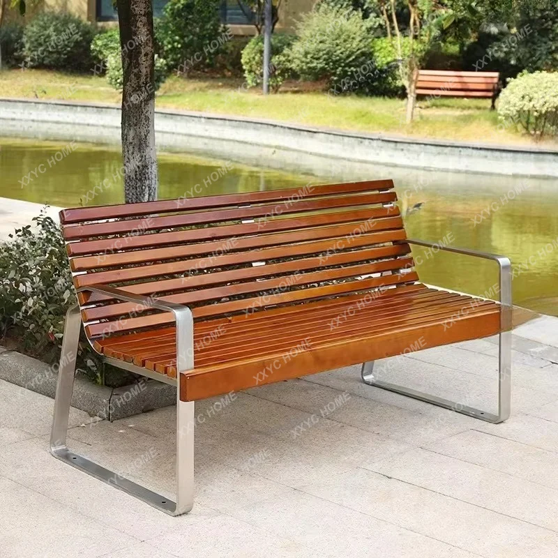 XXCustomized Welcomed Outdoor Urban Park Waiting Bench Stable  Seaters Heavy Duty Street Chair Modern Styled Leisure