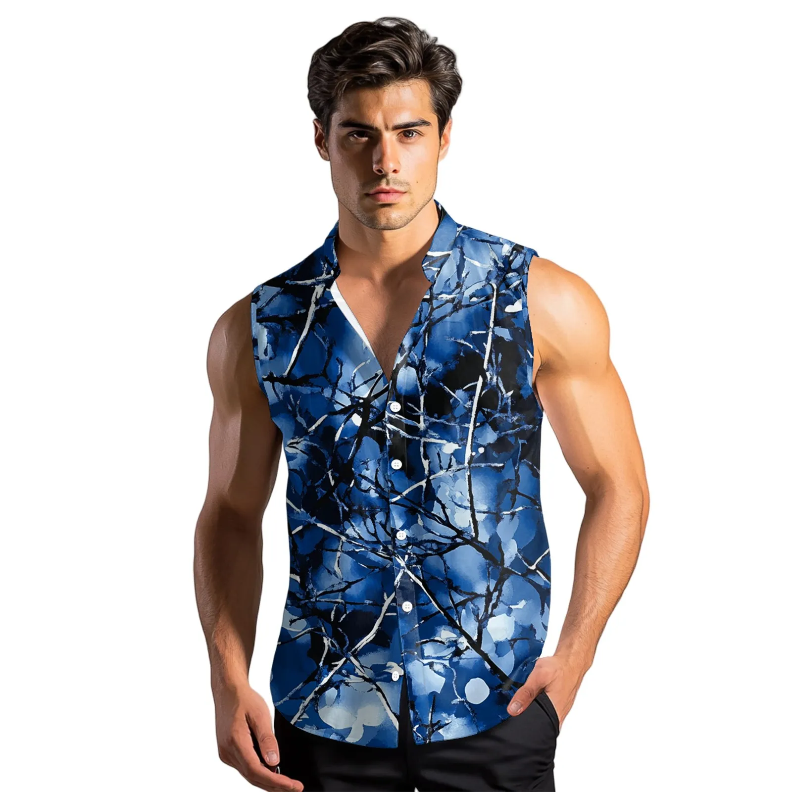 

Летняя футболка мужская с принтом модная мужская футболка с принтом повседневные рубашки без рукавов для мужчин рубашка на пуговицах с лацканами жилет топ новый