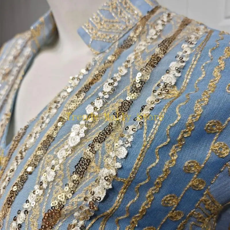 

N5KB Женское платье Абая с V-образным вырезом и блестками Платье с вышивкой Кафтаны Платье Абая