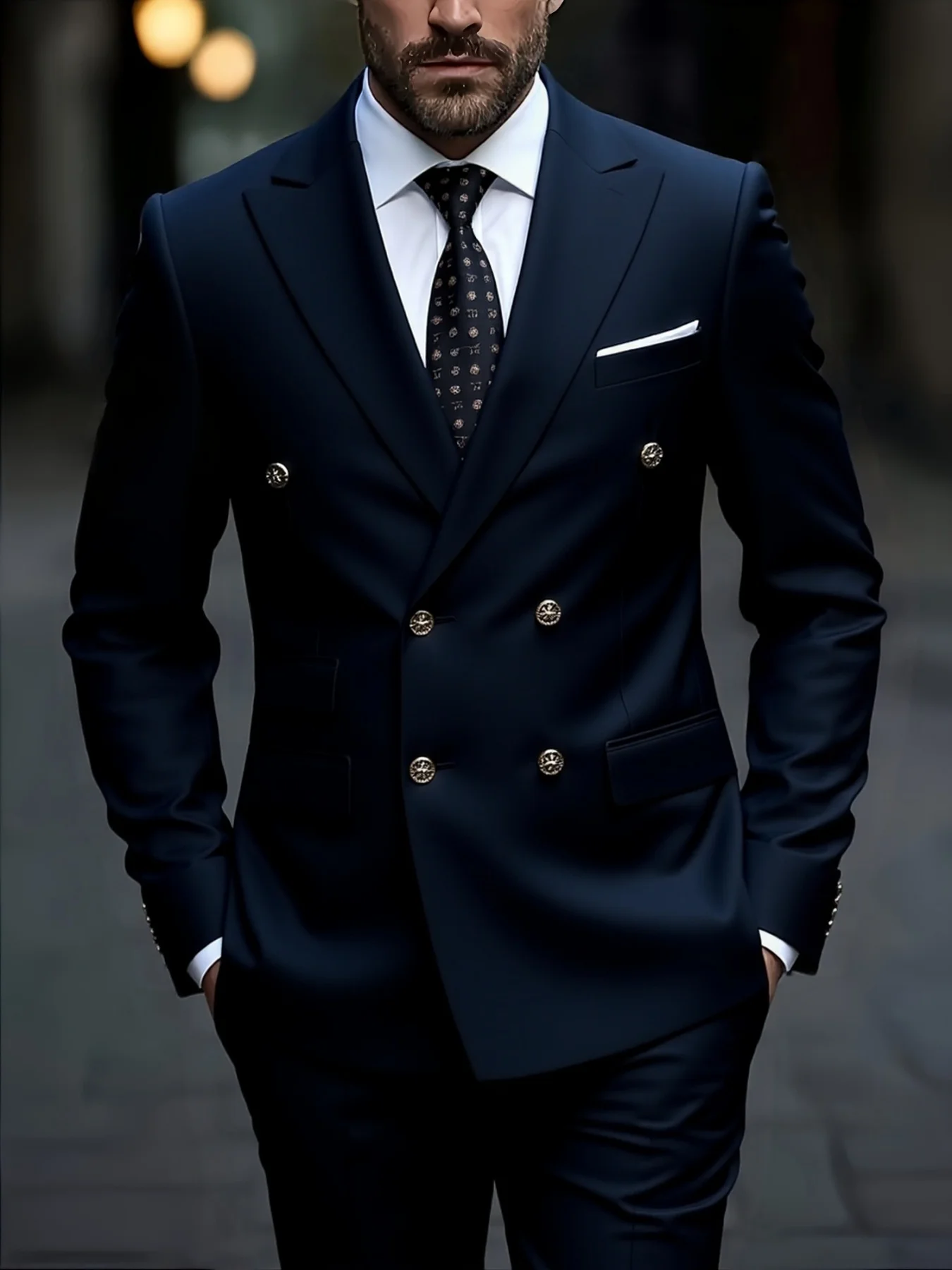 

Men's Prom Party Suit Set Double Breasted Peak Lapel Jacket Pants Elegant Office Wedding