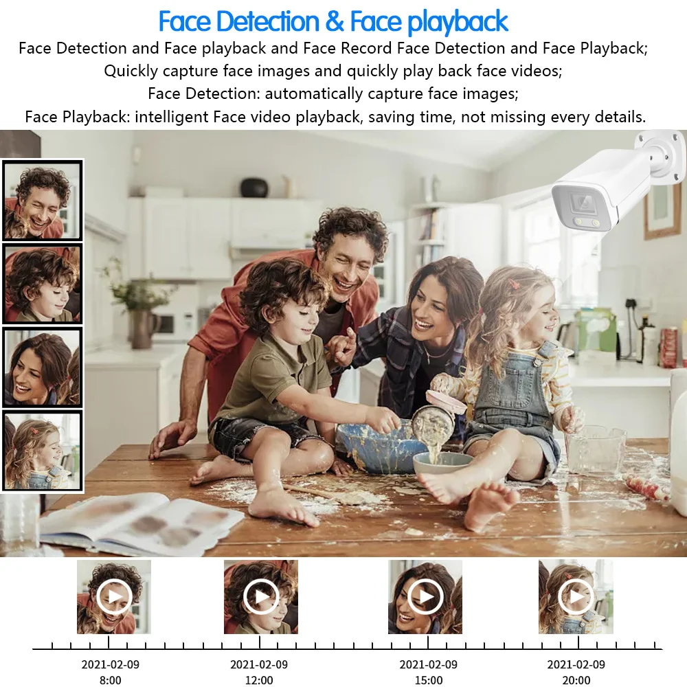 8MP Face Full Color Night Vision Security Camera 4K IP66 Outdoor AHD CCTV Video Surveillance Camera HD 8MP 5MP Bullet IP Cam