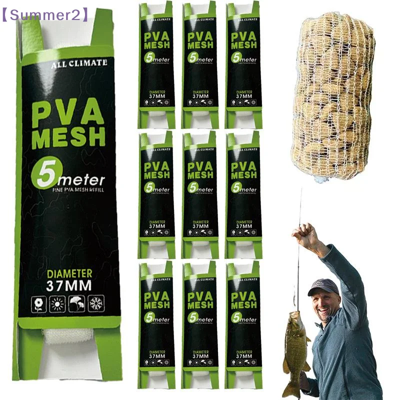 【Xia2】PVA Lösliches Netz-Futterbeutel-Set für Karpfenangeln, Nachfüllpack für Rig-Haken, Köderwickeltasche 500x18/25/37/44mm, wasserlöslicher Köderwerfer {S}