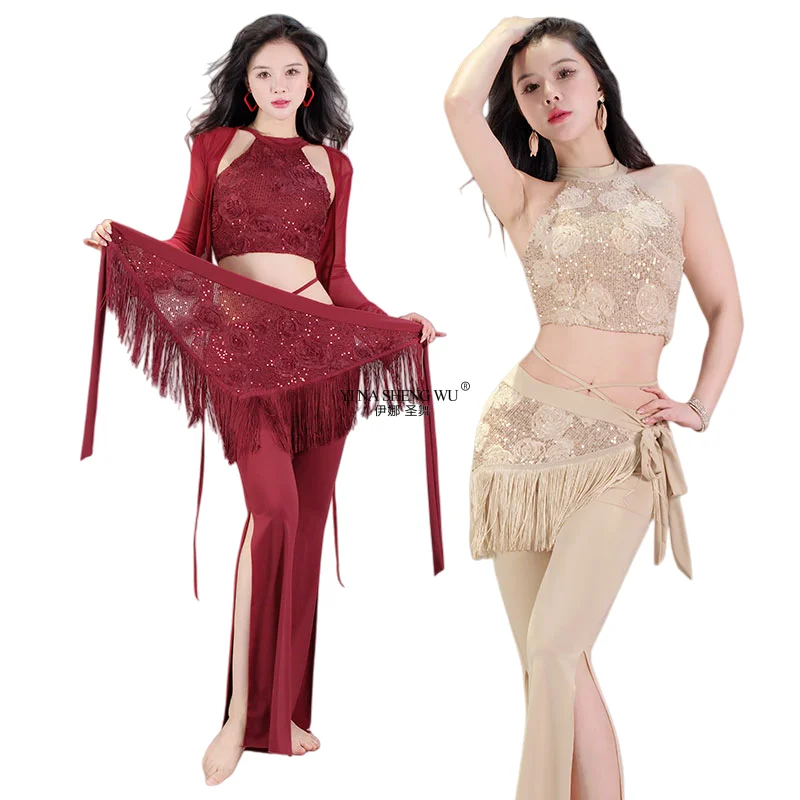 

Платье для практики танца живота, 2026, сказочное новое сексуальное блестящее трехмерное платье для танца с цветами, платье для восточного танца, команда