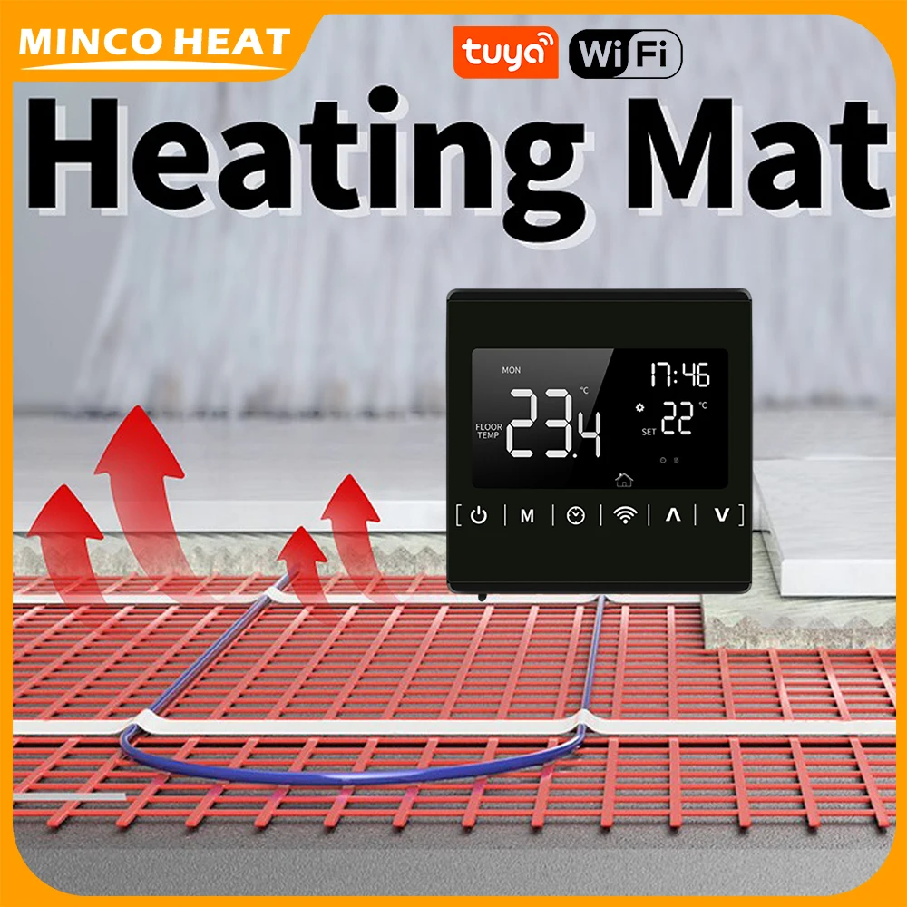 Minco Heat 200w/㎡ 1.5㎡Tile Cement Heating Floor Cable Electric Warm Mat Twin Conductor Electric Warm Strand Mat with Thermostat