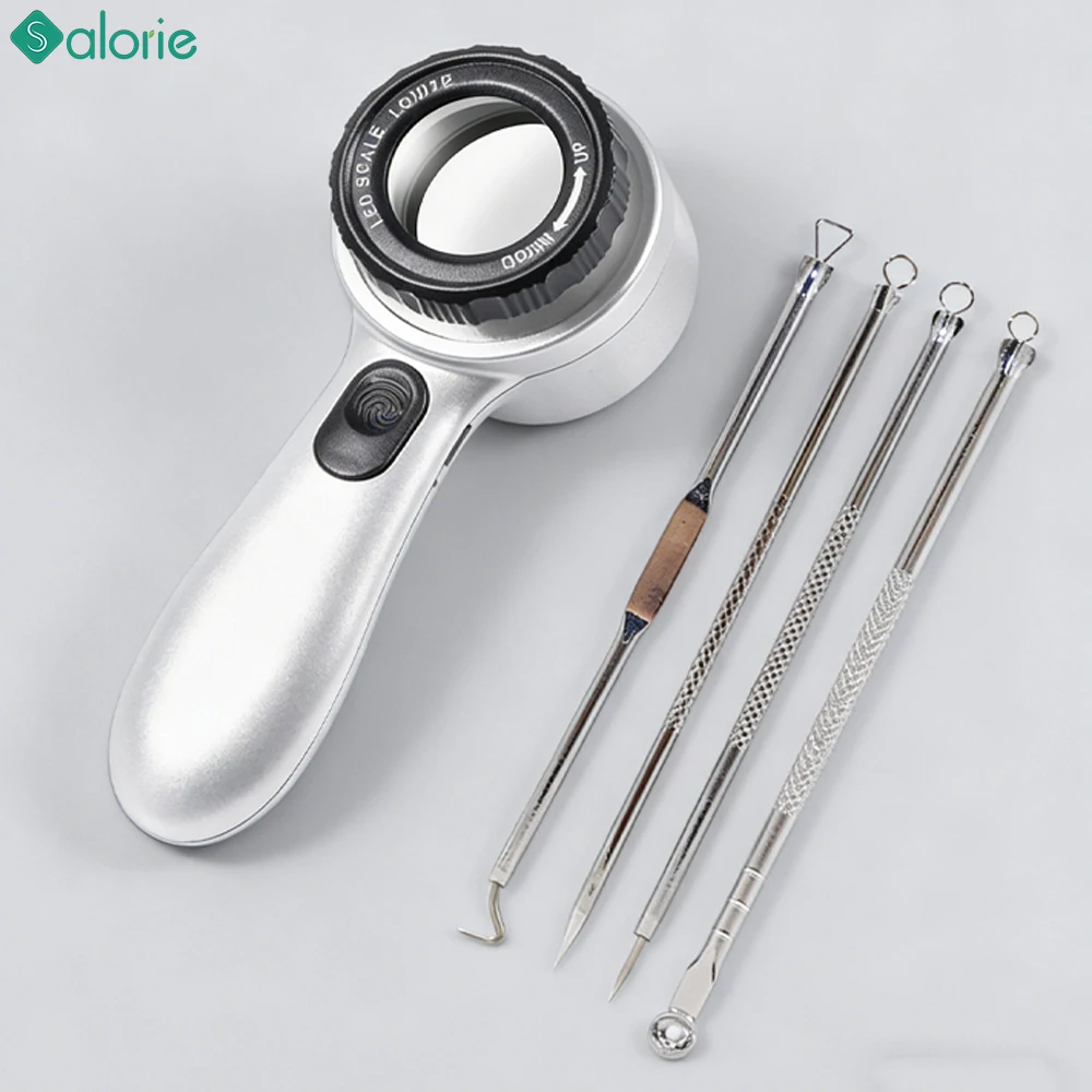 

Регулируемая лупа для кожи с 30-кратным увеличением и светодиодной подсветкой, перезаряжаемая лупа для кожи и средство для удаления черных точек для ухода за кожей