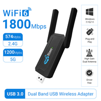 WiFi 6 USB Adapter 1800Mbps Wireless Network Card USB 3.0 Tri-Band 2.4G 5G Wifi Receiver Wifi Hotspot and AP Function