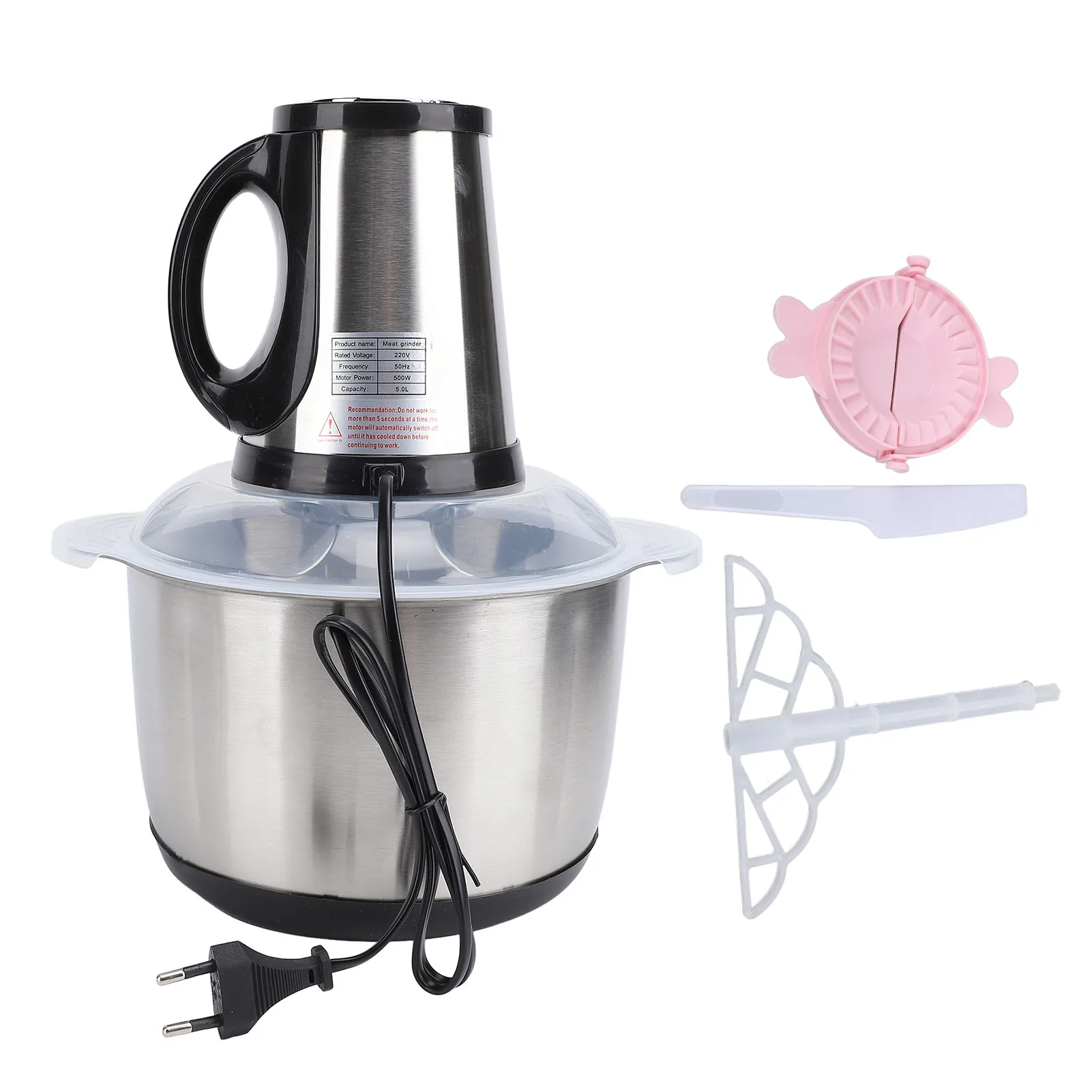 

500W Electric Food Processor Copper Motor 5L Stainless Steel Vegetable Chopper Meat Grinder for Kitchen