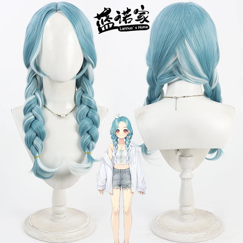 

Game Virtual YouTuber Shiranami Ramune 50cm Long Cosplay Wig Halloween Party Prop Synthetic Hair Heat Resistant Fiber +Wig Cap
