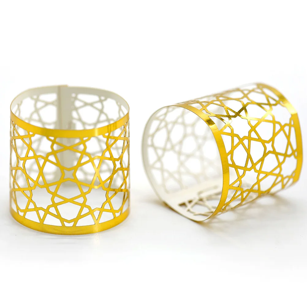 

50 Pcs Wedding Decor Paper Napkin Ring Decorative Buckle Formal Rings Wreath Golden
