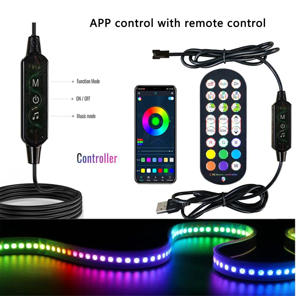 WS2812B WS2811 Vuurwerk Led Bluetooth Controller voor Adresseerbare LED Strip Licht Smd LED Tape 24key IR Muziek Smart Controller