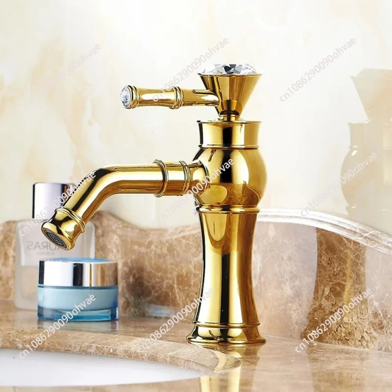 Good Quality  Chinese suppliers European style gold brass multifunctional cold and hot basin faucet