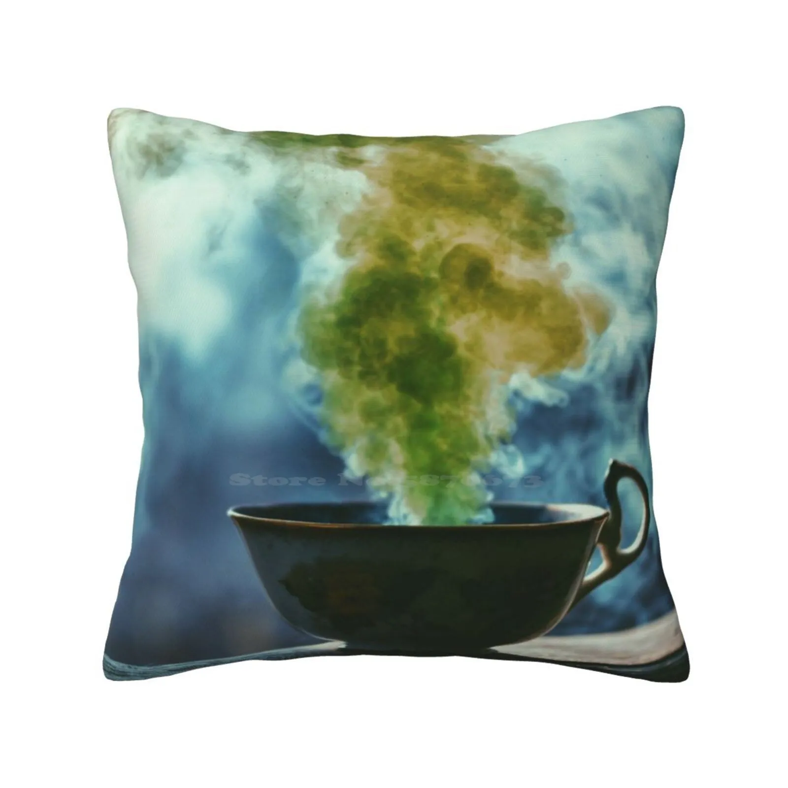 The Mist Pillows Case Bedroom Home Decoration Smoke Mist Fog Green Moody Surreal Dark Still Life Tea Cup Vintage Dreamy