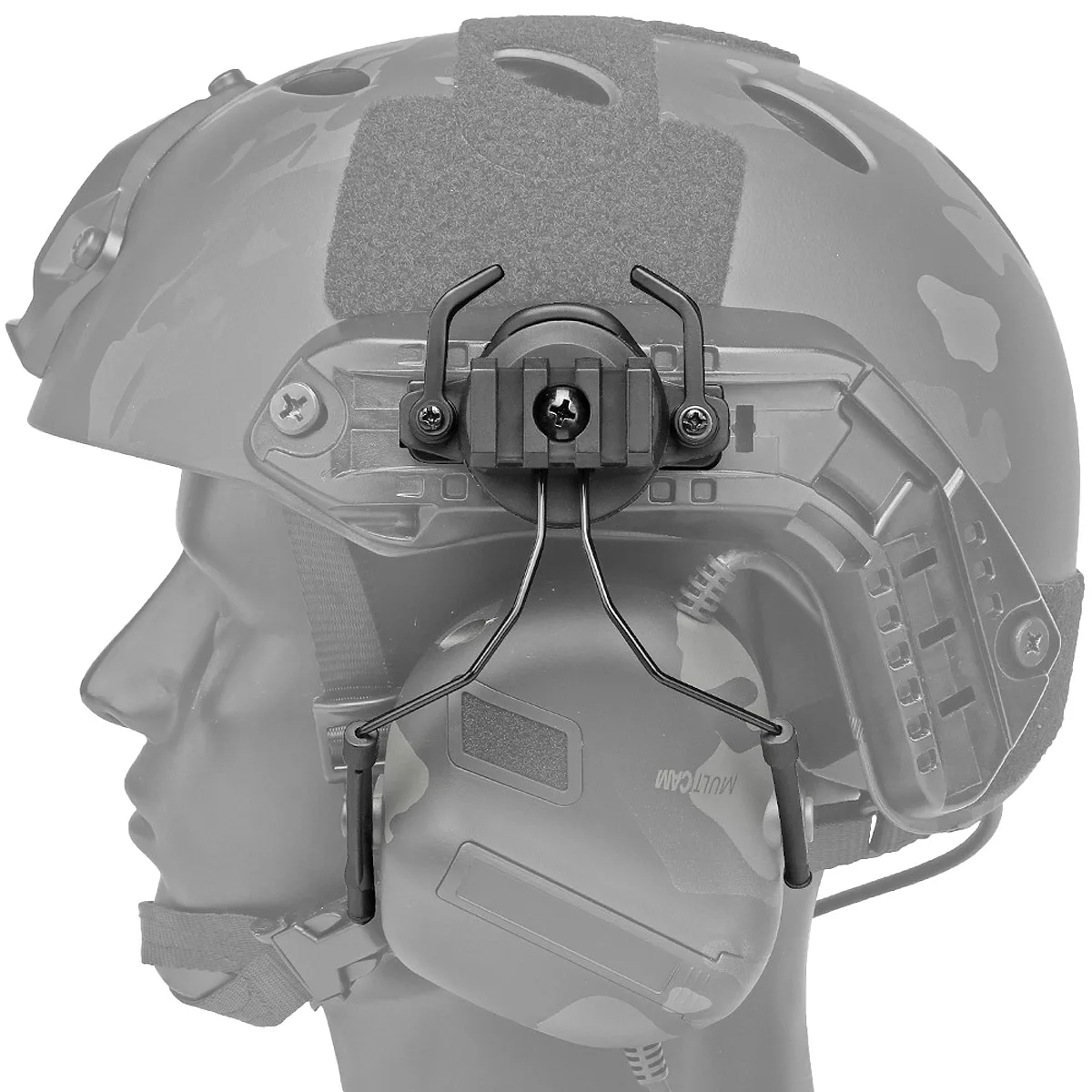 Tactical FAST Helmet Mount Headset Accessory Multi-functional Adapter Horn Mount 19-21mm Track Rotatable