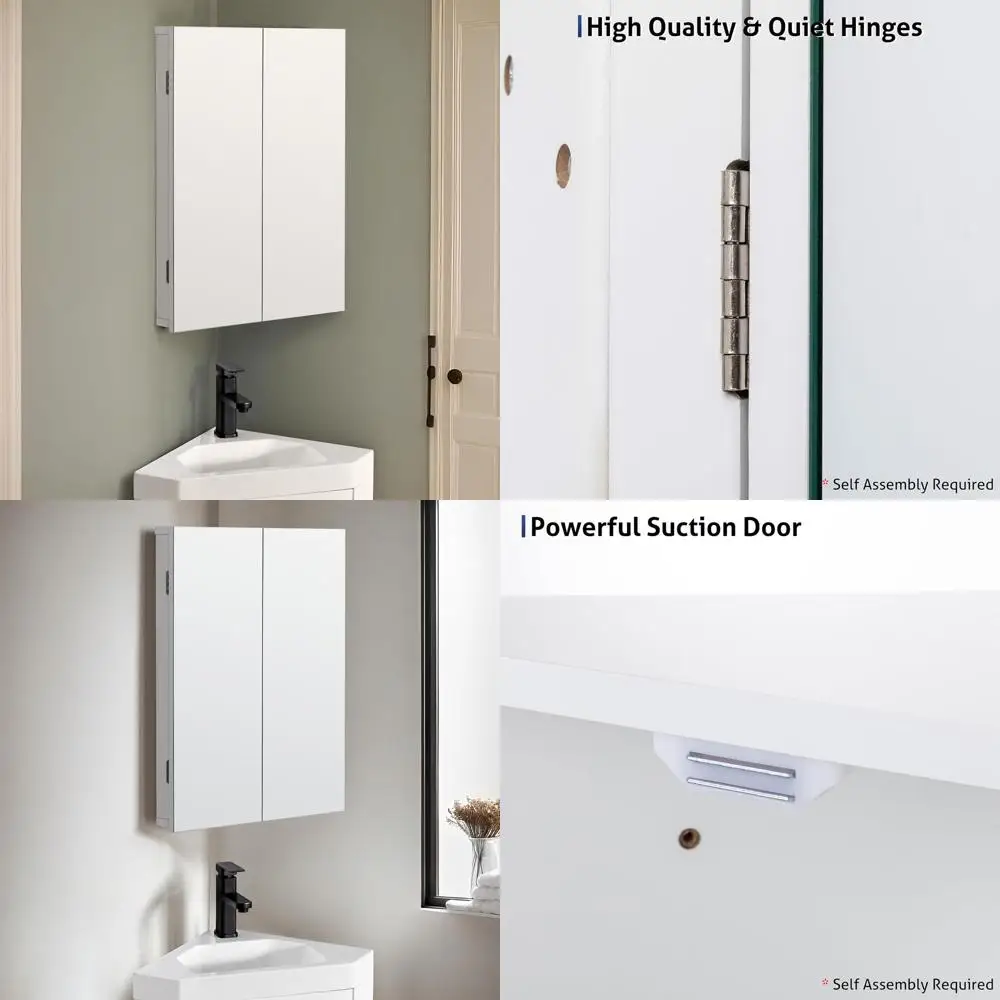 

Настенный шкаф для медикаментов с зеркалом, белый, с двойными дверцами, три полки, для левостороннего и правостороннего открывания, 24 дюйма