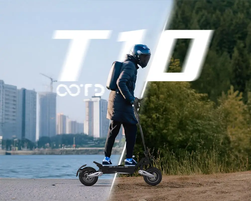 OOTD T10 Adult Electric Scooter,  500W Motor Peak 900W E Scooter , Top Speed 31 MPH, 48V 18AH Lithium Battery, 11-Inch Wide Off-Road Tires E-Scooter, Dual Disc Brakes, Front Suspension, Foldable Design Suitable For Commuting And Outdoor Adventure view 2