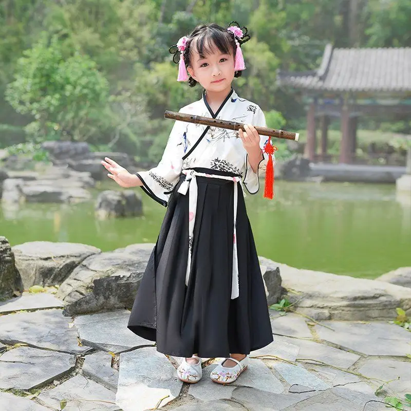‌ مجموعة الفتيات Hanfu Ruqun - فستان الأميرة الصيني التقليدي الجديد لعام 2025 للأطفال زي تانغ زي الحكاية الخيالية للفتيات