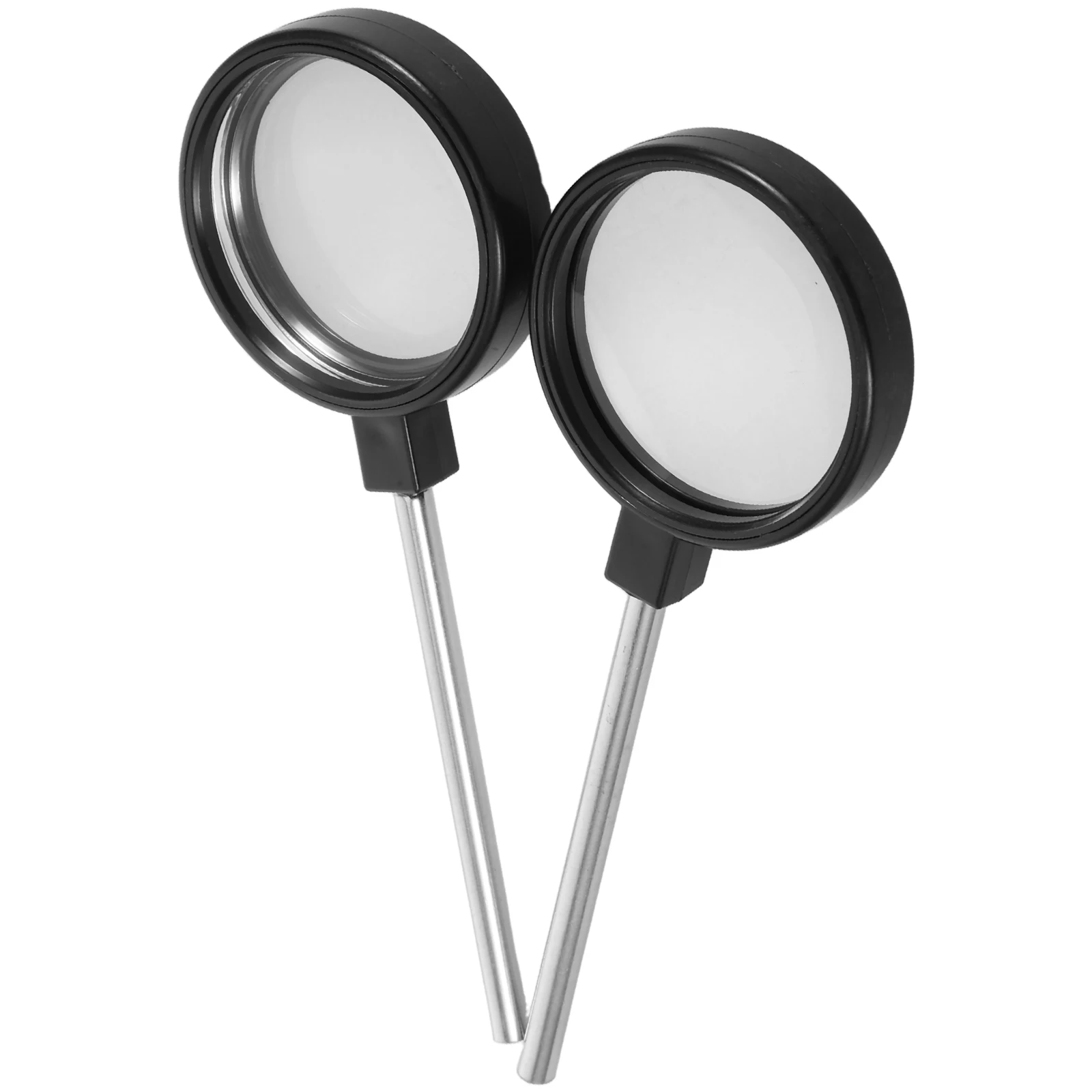 

2pcs ConcaveConvexLensMagnifier HandheldPortable DualsidedOpticalGlassStainlessSteel TeachingAidForReadingRepair