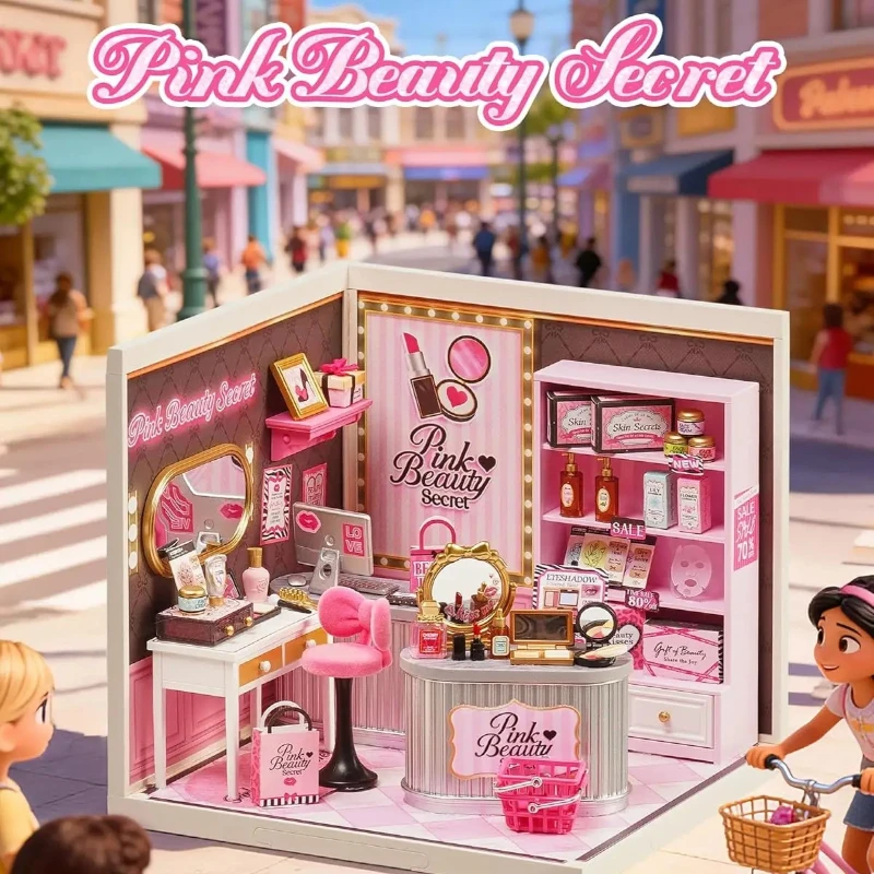 

Rolife Super World DIY Cottage Beauty Shop Handmade Assembly Model Miniature Scene Room Desktop Decoration Toy Birthday Gift