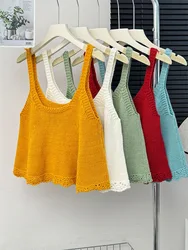 Women's Knit Vest Spring Autumn Green Blue Red White Yellow Sleeveless Sweater Vest Outwear Cami Cover-Up Top