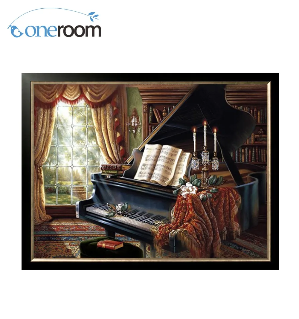 

ONEROOM The Piano Needlework 14CT Cross stitch Embroidery home Counted White canvas Cross-Stitching kit embroidery