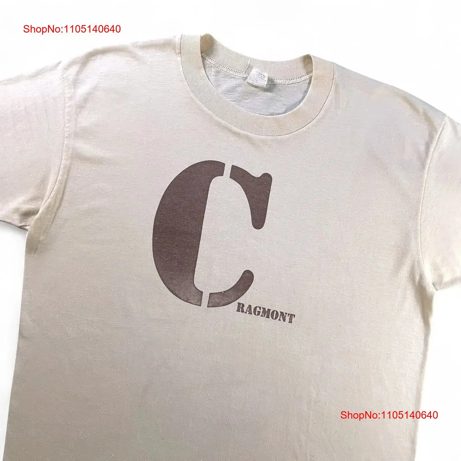 Vtg 80s Cragmont montaje campamento camiseta Velva Sheen crema marrón estilo militar EE. UU. L vintage lavado homme moda gráfica Unisex