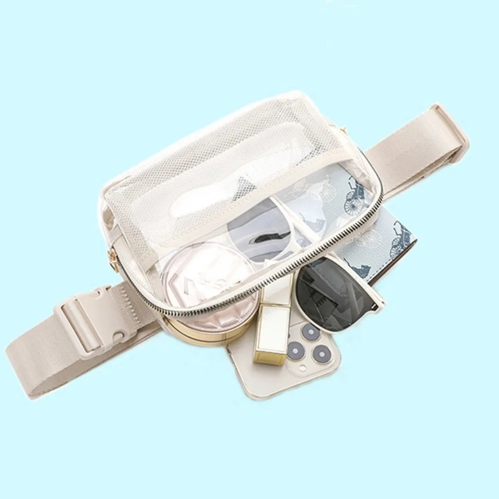 Clear Fanny Pack Belt Bag Large Capacity Water-Resistant Zipper Closure Stadium Approved Transparent Waist Bag